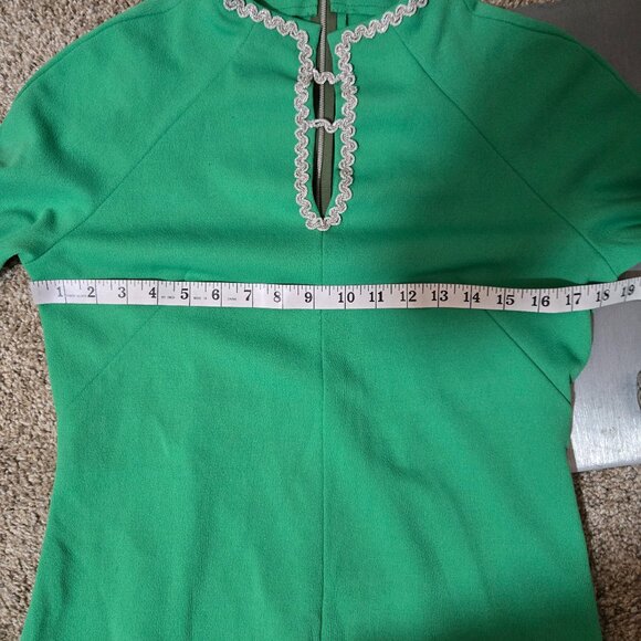 (fits 10-12ish) Late 60s/Early 70s Vintage Kelly Green LS Mockneck Stretch Gown - Picture 7 of 12